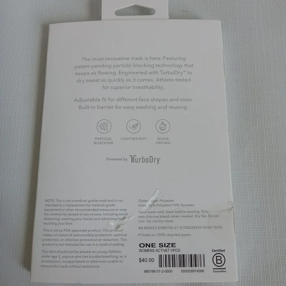 Athleta OS Pack of 2 Pink and Gray Lightweight Particle Blocking Activate Mask